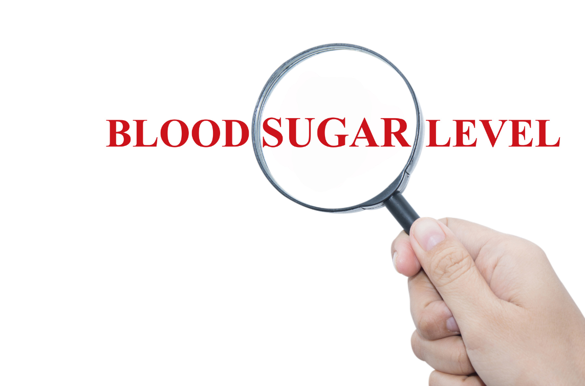 magnifying glass over the words blood sugar level